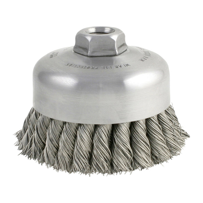 BRM BUDX414 Wire Cup Brush 4" diameter, 1" Trim Length, 5/8-11 Arbor Hole, .014 Hi-Temp Carbon Steel