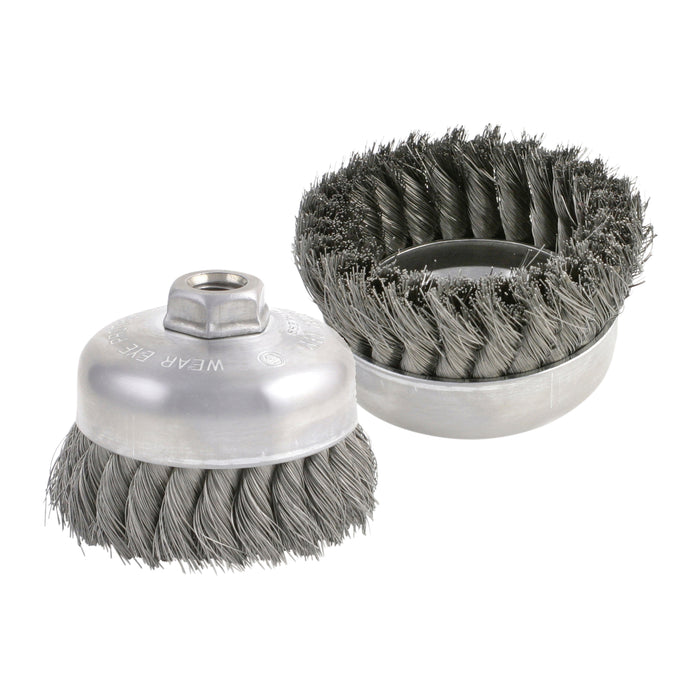 BRM BUS4S12 Wire Cup Brush 4" diameter, 1" Trim Length, 5/8-11 Arbor Hole, .012 302 Stainless Steel