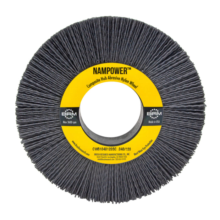 BRM CW61040120SC NAMPOWER Abrasive Wheel Brush, 6" Diameter, 120SC, 2" Arbor Hole, 1.5" Trim Length