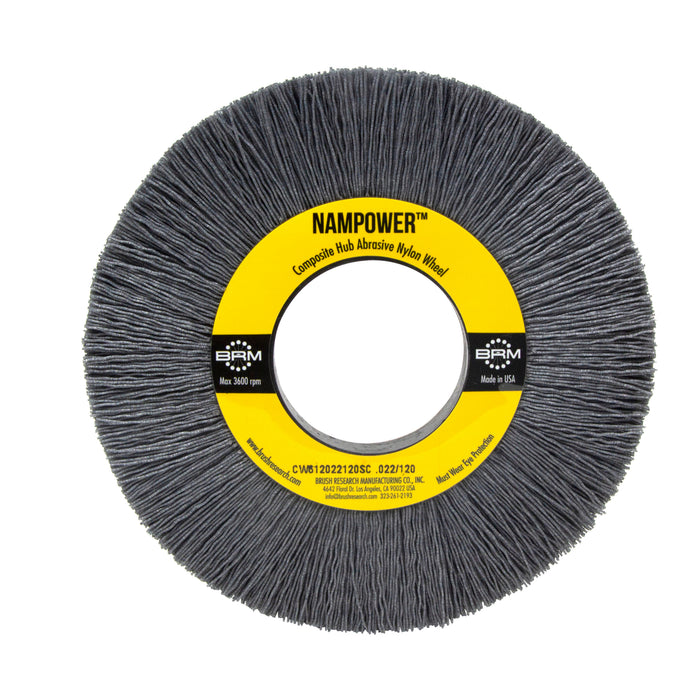 BRM CW612022120SC NAMPOWER Abrasive Wheel Brush, 6" Diameter, 120SC, 2" Arbor Hole, 1.5" Trim Length