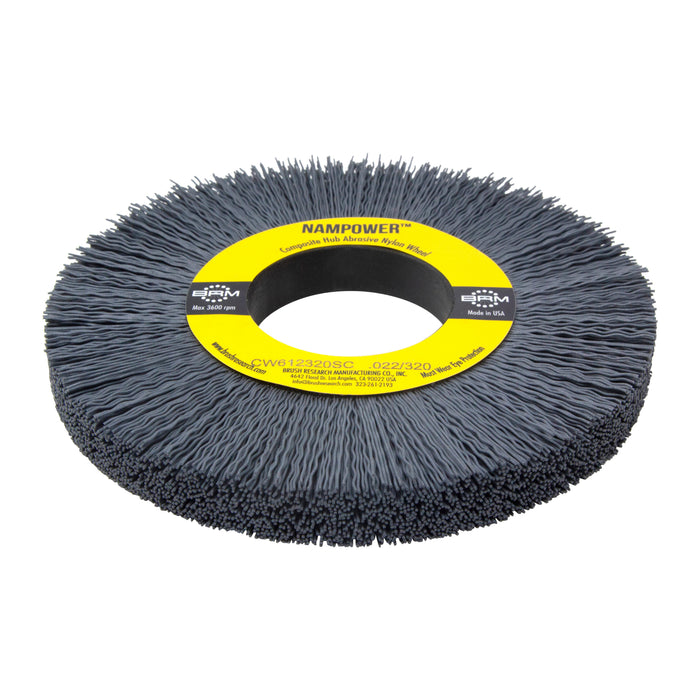 BRM CW612320SC NAMPOWER Abrasive Wheel Brush, 6" Diameter, 320SC, 2" Arbor Hole, 1.5" Trim Length