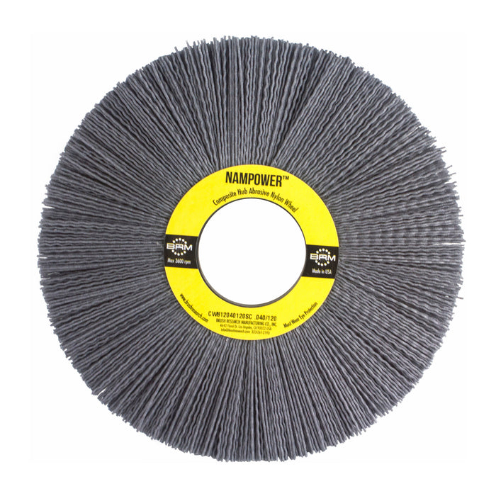 BRM CW812040120SC NAMPOWER Abrasive Wheel Brush, 8" Diameter, 120SC, 2" Arbor Hole, 2.5" Trim Length