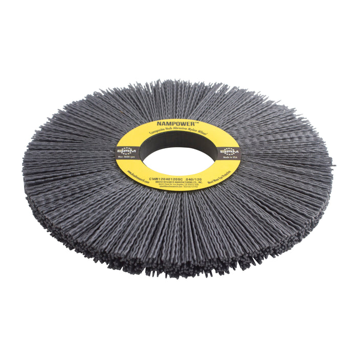 BRM CW812022120SC NAMPOWER Abrasive Wheel Brush, 8" Diameter, 120SC, 2" Arbor Hole, 2.5" Trim Length
