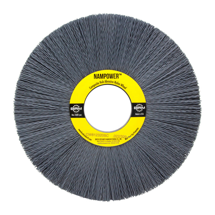 BRM CW812320SC NAMPOWER Abrasive Wheel Brush, 8" Diameter, 320SC, 2" Arbor Hole, 2.5" Trim Length