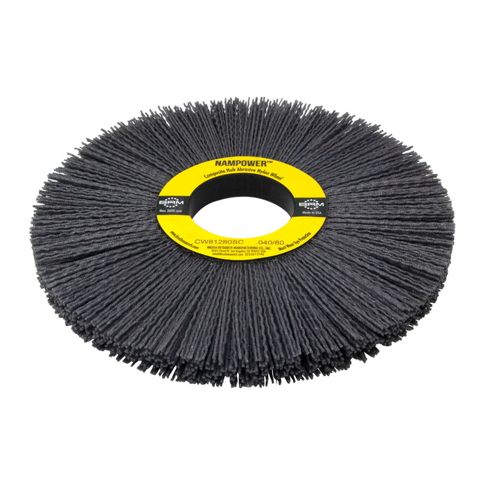 BRM CW81280SC NAMPOWER Abrasive Wheel Brush, 8" Diameter, 80SC, 2" Arbor Hole, 2.5" Trim Length