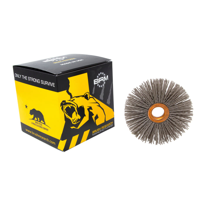 BRM CY3120AOF Abrasive Nylon Copper Center Wheel, 3" Dia., 120AO, .625" Arbor Hole, 1.000" Trim