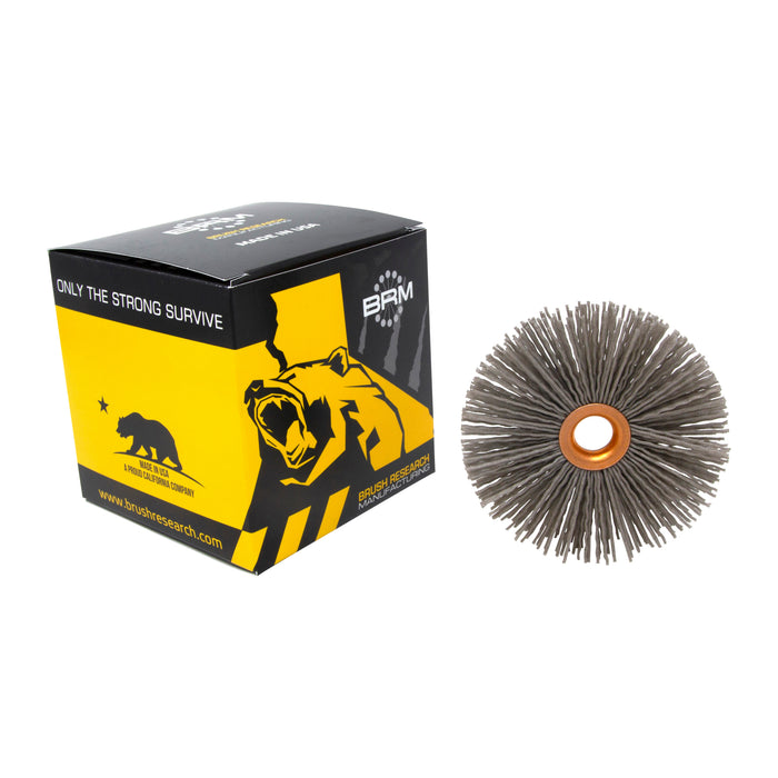 BRM CY3120AO Abrasive Nylon Copper Center Wheel, 3" Dia., 120AO, .500" Arbor Hole, 1.000" Trim