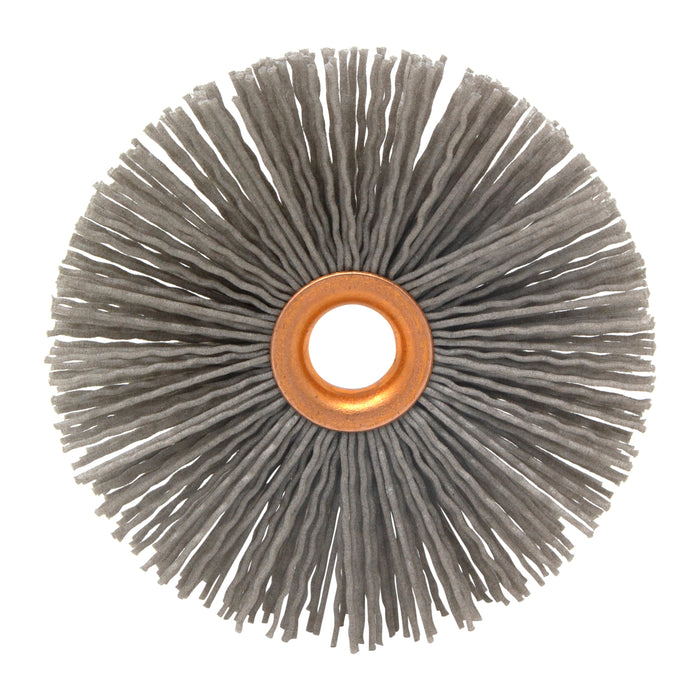 BRM CY480AO Abrasive Nylon Copper Center Wheel, 4" Dia., 80AO, .500" Arbor Hole, 1.437" Trim