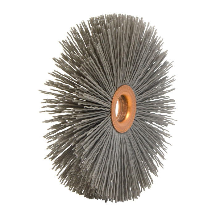 BRM CY4320AO Abrasive Nylon Copper Center Wheel, 4" Dia., 320AO, .500" Arbor Hole, 1.437" Trim