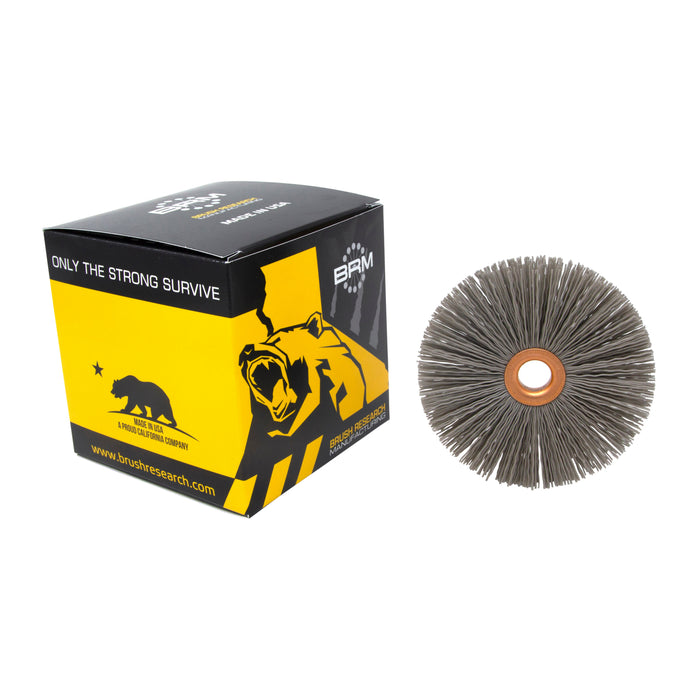 BRM CY3320AO Abrasive Nylon Copper Center Wheel, 3" Dia., 320AO, .500" Arbor Hole, 1.000" Trim
