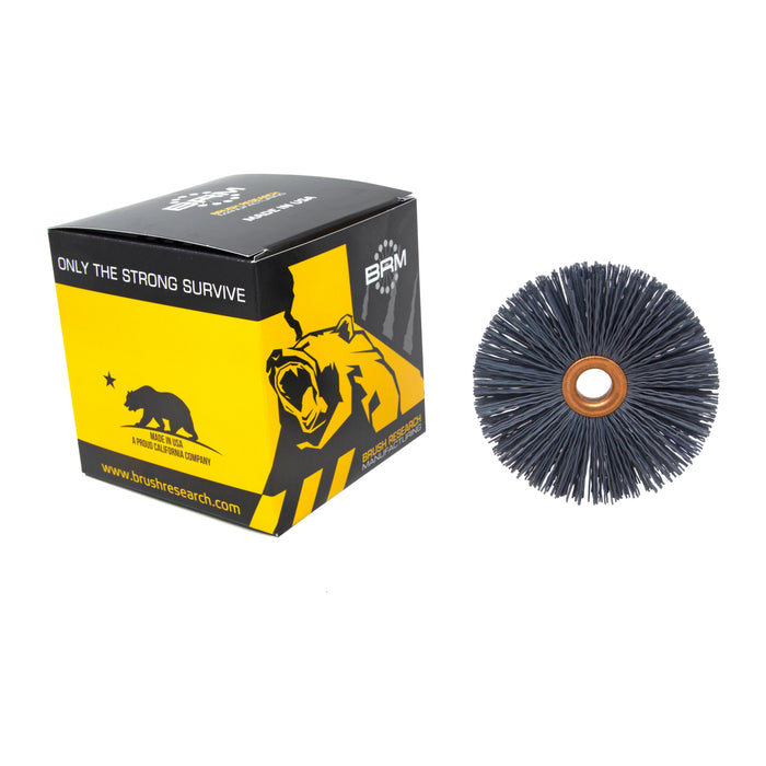 BRM CY4320SCF Abrasive Nylon Copper Center Wheel, 4" Dia., 320SC, .625" Arbor Hole, 1.437" Trim