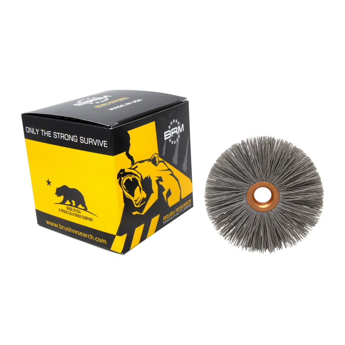 BRM CY3500AO Abrasive Nylon Copper Center Wheel, 3" Dia., 500AO, .500" Arbor Hole, 1.000" Trim