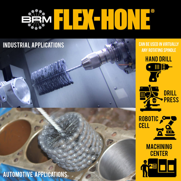 BRM GBD80060Z25 FLEX-HONE®, 8.000" (203mm) Bore, 17.5" OAL, 60 Grit, Zirconia Alumina #1525 (Z25)
