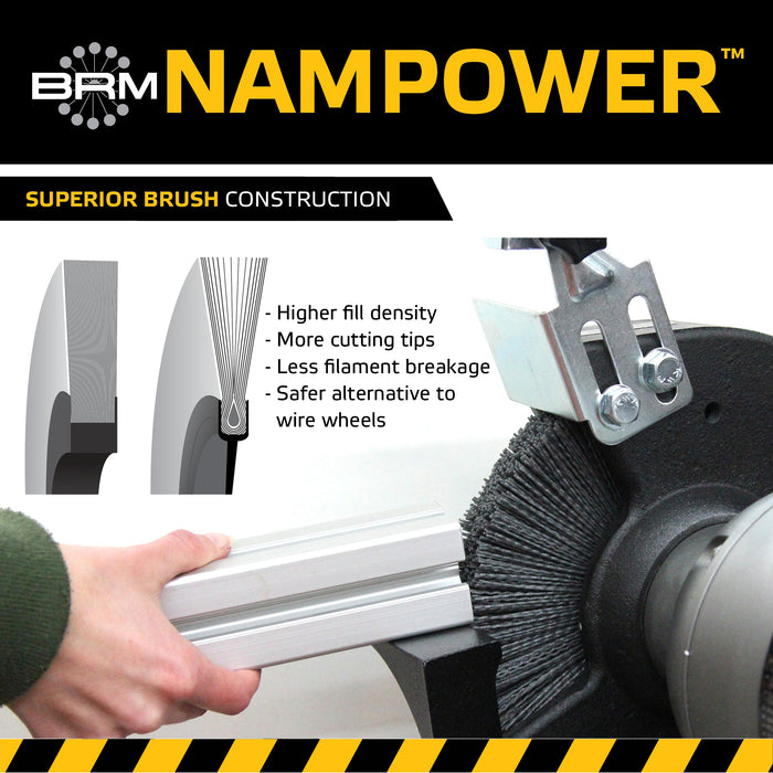 BRM CW612180SC NAMPOWER Abrasive Wheel Brush, 6" Diameter, 180SC, 2" Arbor Hole, 1.5" Trim Length