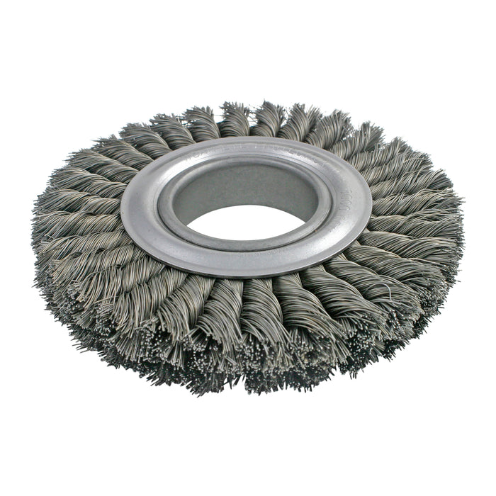 BRM TW1016 10" Dia. Knotted Wheel Brush, .016 CS, 2" Arbor Hole, 2.250 Trim, 1.375" Face Width
